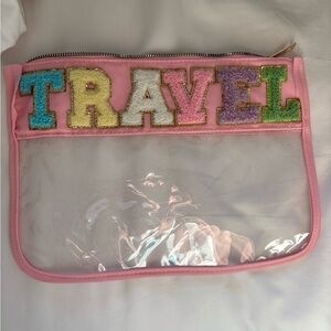 Pink Travel Pouch with Colorful Letters